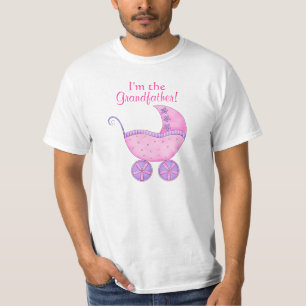 Camiseta Carrinho de bebê grande da menina cor-de-rosa "eu