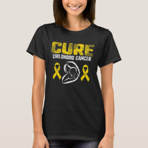 Camiseta Carrinho de Cancer de infância Dourada Fita Suport