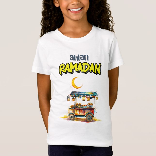 Camiseta Carrinho de Comida da Rua Árabe Ramadã com Lantern (Frente)