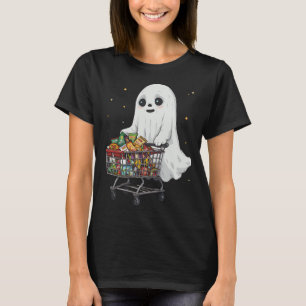 Camiseta Carrinho de Compras de Fantasma Fofo Comida Divert