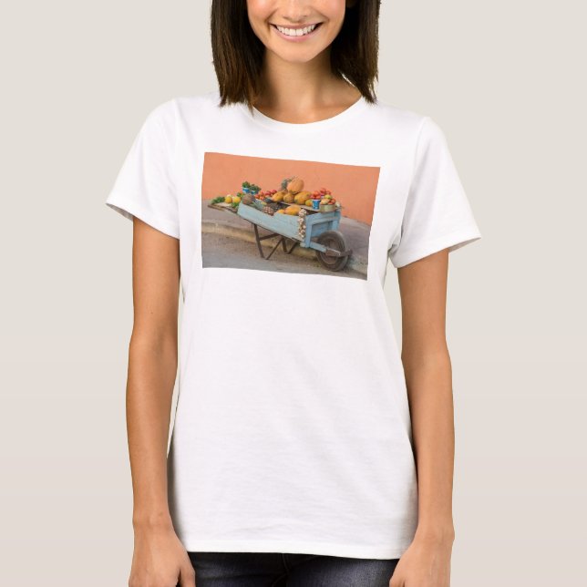 Camiseta Carrinho de frutas e legumes, Cuba (Frente)