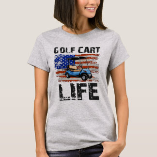 Camiseta Carrinho De Golfe Engraçado De Golfe Com Bandeira