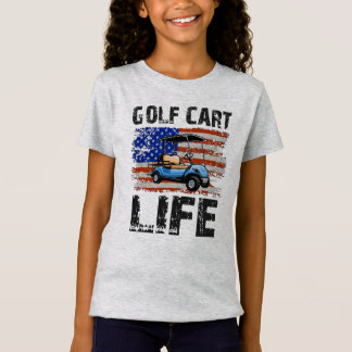 Camiseta Carrinho De Golfe Engraçado De Golfe Com Bandeira