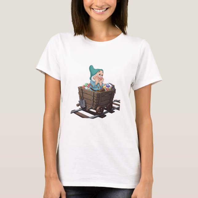 Camiseta Carrinho de Mineração da Branca de Neve Envergonha (Frente)