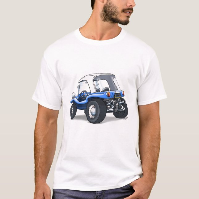 Camiseta carrinho superior duro azul da praia (Frente)