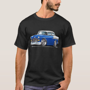 Camiseta Carro 1955 Azul-Branco de Chevy Belair