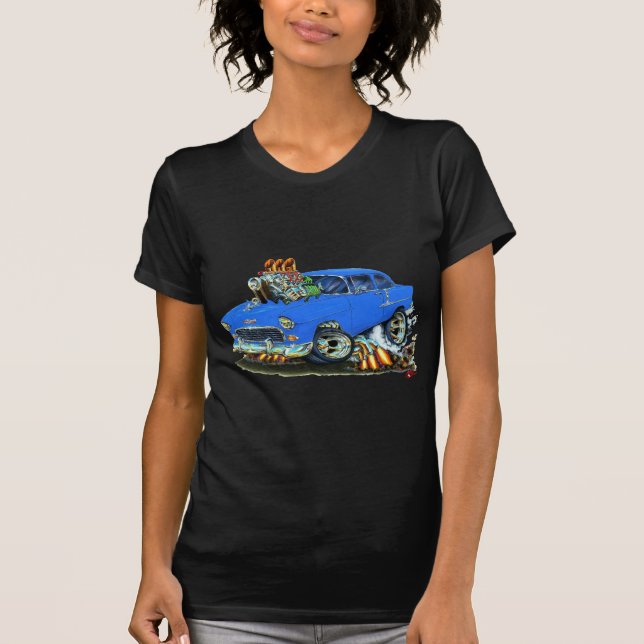 Camiseta Carro 1955 azul de Chevy 150-210 (Frente)
