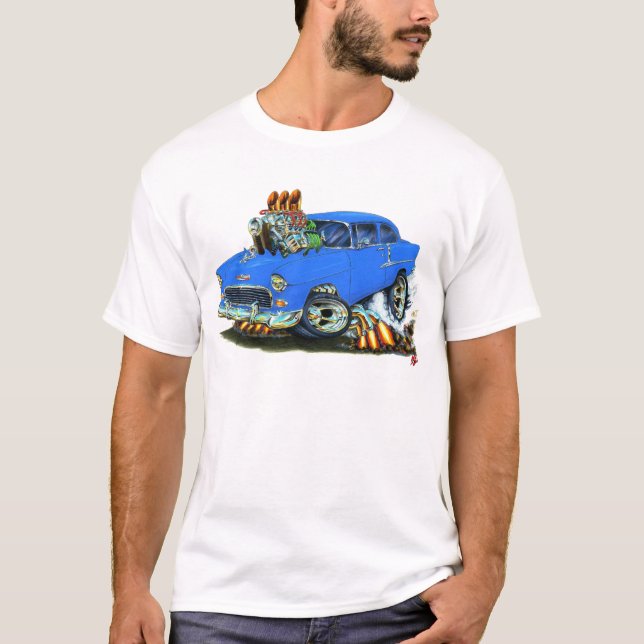 Camiseta Carro 1955 azul de Chevy 150-210 (Frente)