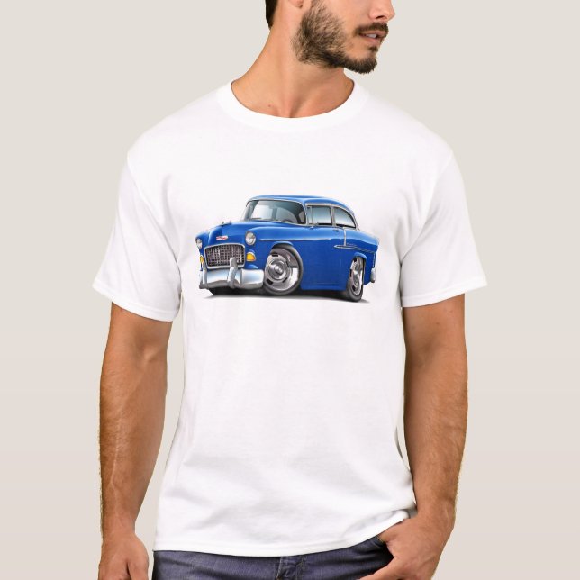 Camiseta Carro 1955 do azul de Chevy Belair (Frente)