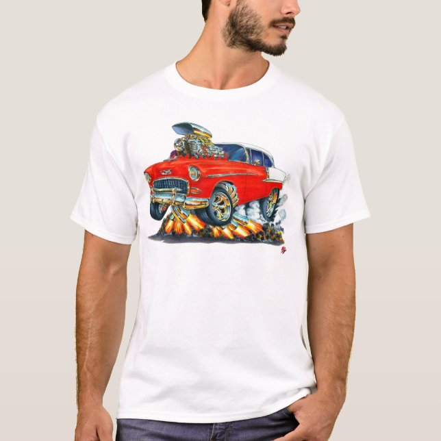 Camiseta Carro 1955 do vermelho de Chevy Belair (Frente)