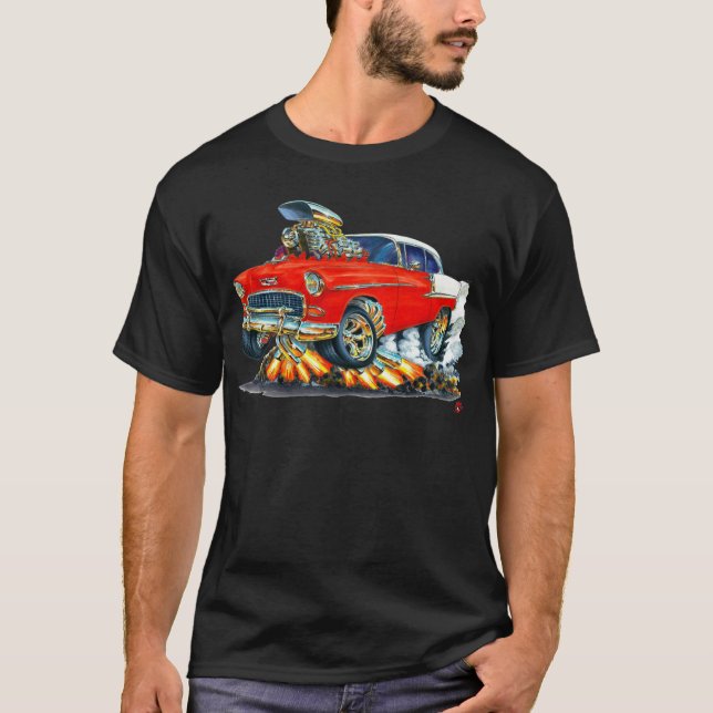 Camiseta Carro 1955 do vermelho de Chevy Belair (Frente)