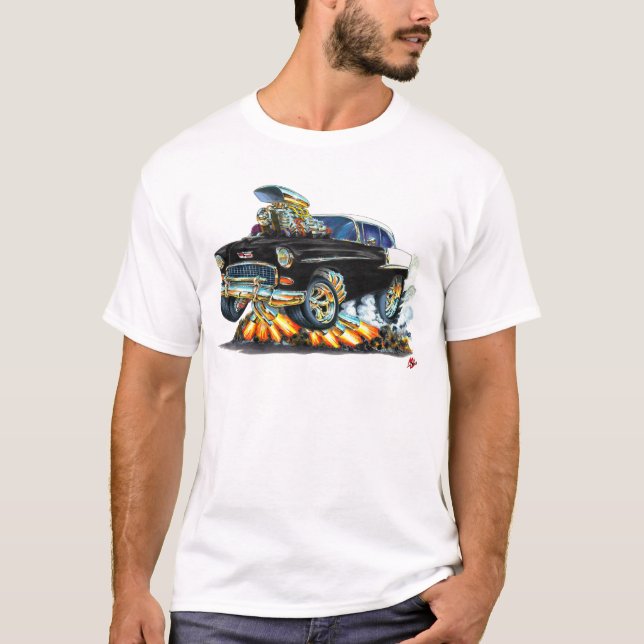Camiseta Carro 1955 preto de Chevy Belair (Frente)