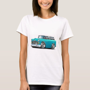 Camiseta Carro 1955 Turquesa-Branco do nómada de Chevy