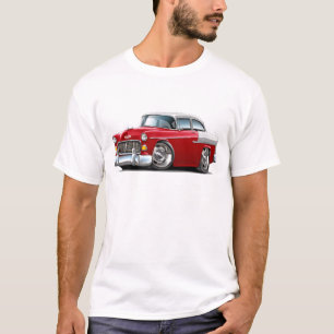 Camiseta Carro 1955 Vermelho-Branco de Chevy Belair
