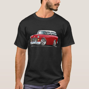 Camiseta Carro 1955 Vermelho-Branco do nómada de Chevy