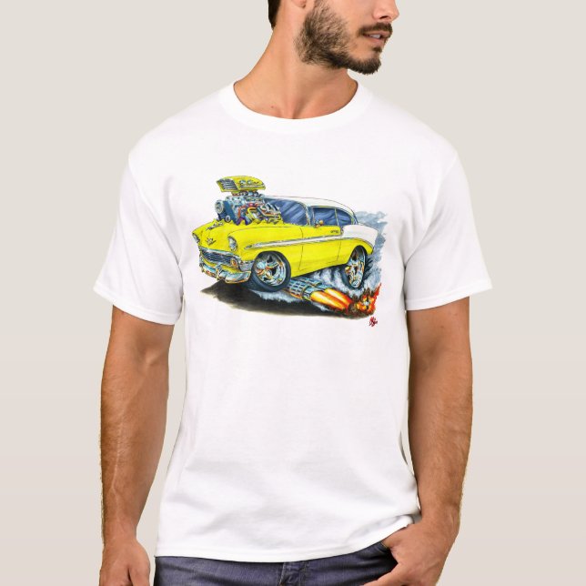 Camiseta Carro 1956 amarelo de Chevy 150-210 (Frente)