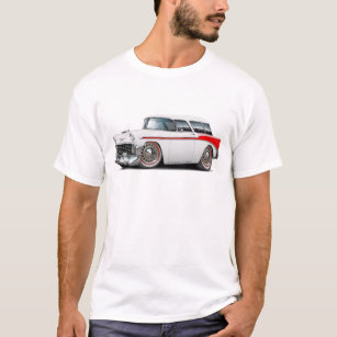 Camiseta Carro 1956 Branco-Vermelho do nómada