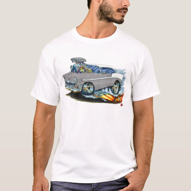 Camiseta Carro 1956 cinzento de Chevy 150-210 (Frente)
