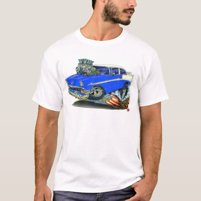 Camiseta Carro 1956 do azul de Chevy Belair (Frente)