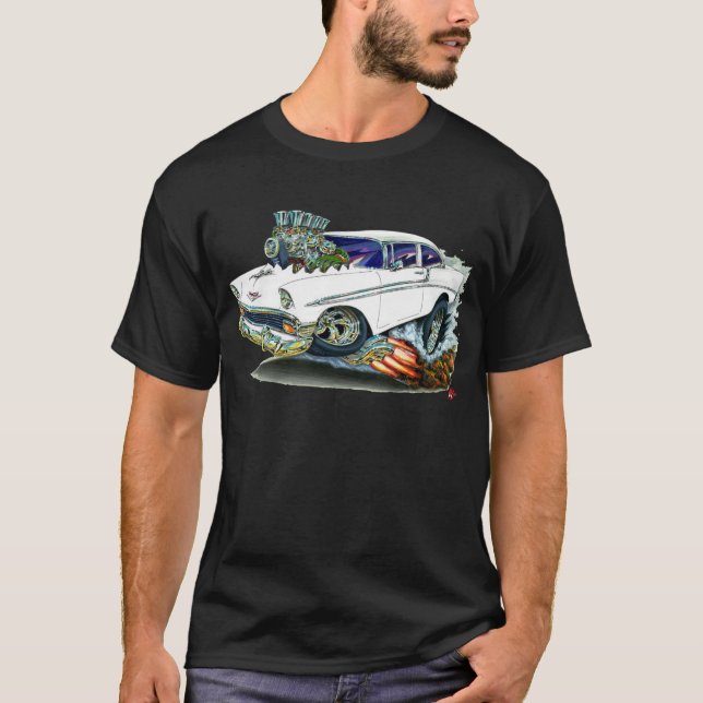 Camiseta Carro 1956 do branco de Chevy Belair (Frente)