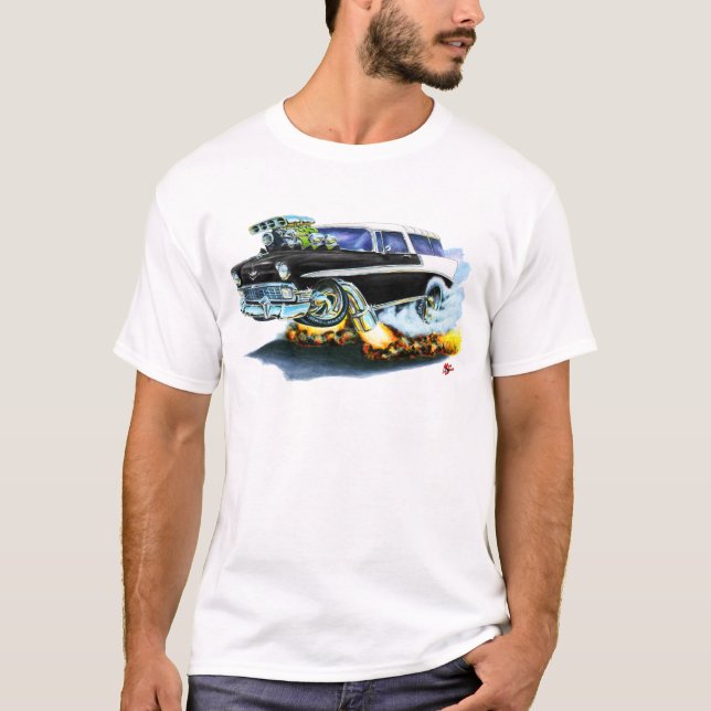 Camiseta Carro 1956 do preto do nómada de Chevy (Frente)
