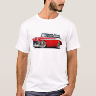 Camiseta Carro 1956 superior Vermelho-Branco do nómada