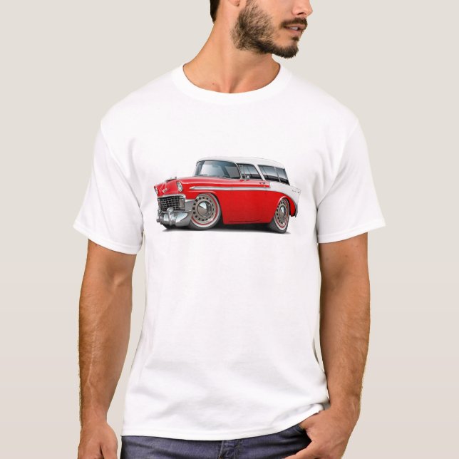 Camiseta Carro 1956 superior Vermelho-Branco do nómada (Frente)