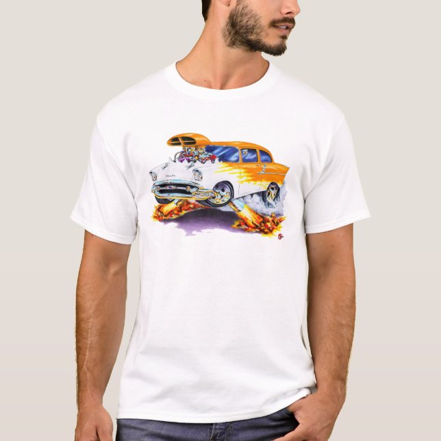 Camiseta Carro 1957 das chamas de Chevy 150-210 (Frente)