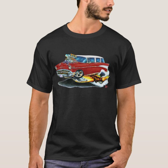 Camiseta Carro 1957 do marrom do nómada de Chevy (Frente)