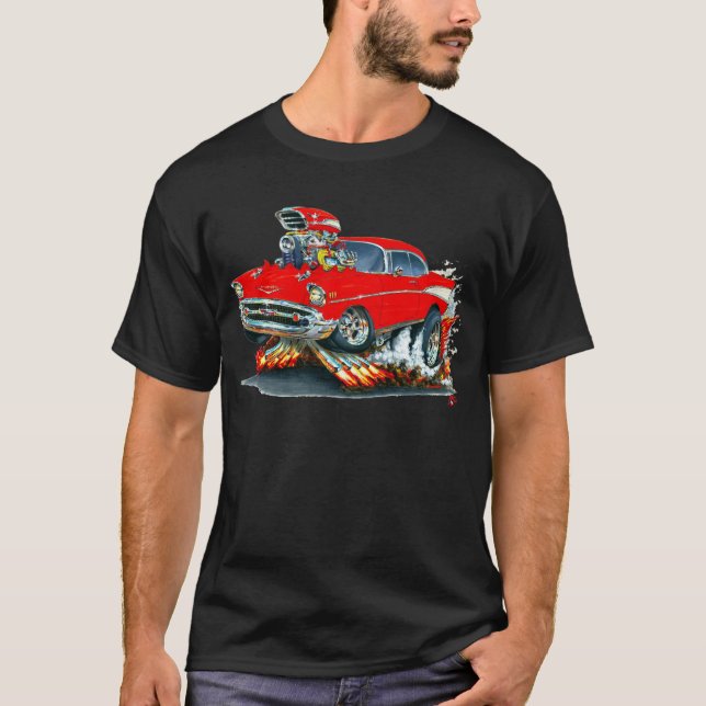 Camiseta Carro 1957 do vermelho de Chevy Belair (Frente)