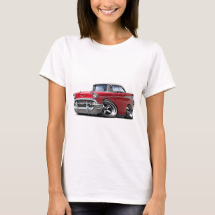 Camiseta Carro 1957 Vermelho-Branco de Chevy Belair