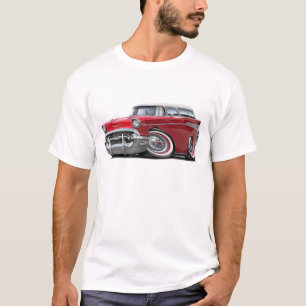 Camiseta Carro 1957 Vermelho-Branco do nómada de Chevy