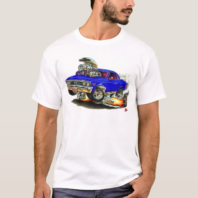 Camiseta Carro 1967 azul escuro de Chevelle (Frente)