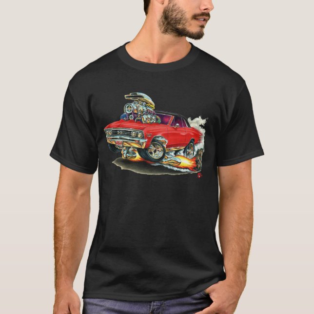 Camiseta Carro 1967 Vermelho-Preto de Chevelle (Frente)