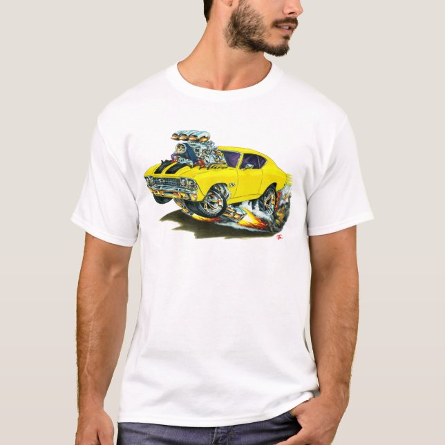 Camiseta Carro 1968-69 Amarelo-Preto de Chevelle (Frente)
