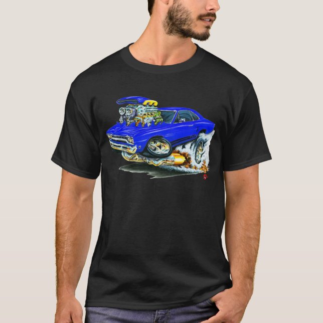 Camiseta Carro 1968-69 do azul de Plymouth GTX (Frente)