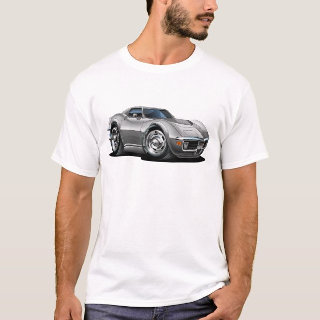 Camiseta Carro 1968-72 de prata de Corveta (Frente)