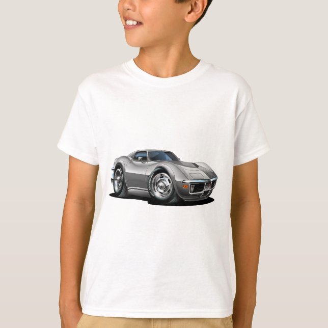 Camiseta Carro 1968-72 de prata de Corveta (Frente)