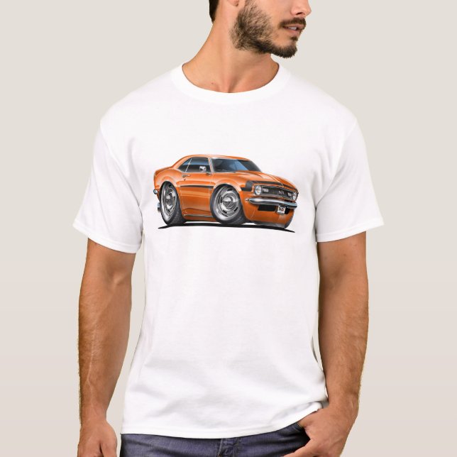 Camiseta Carro 1968 Alaranjado-Preto de Camaro (Frente)