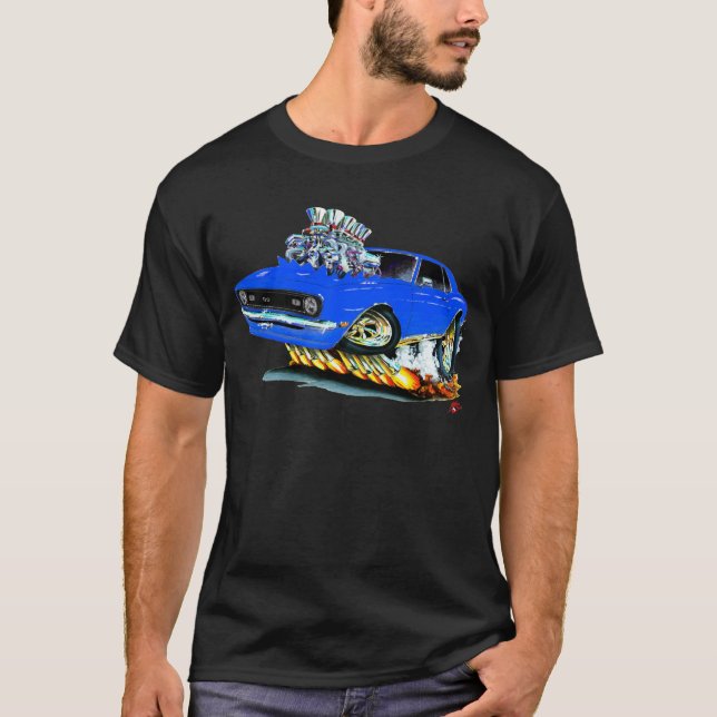 Camiseta Carro 1968 do azul de Camaro SS (Frente)