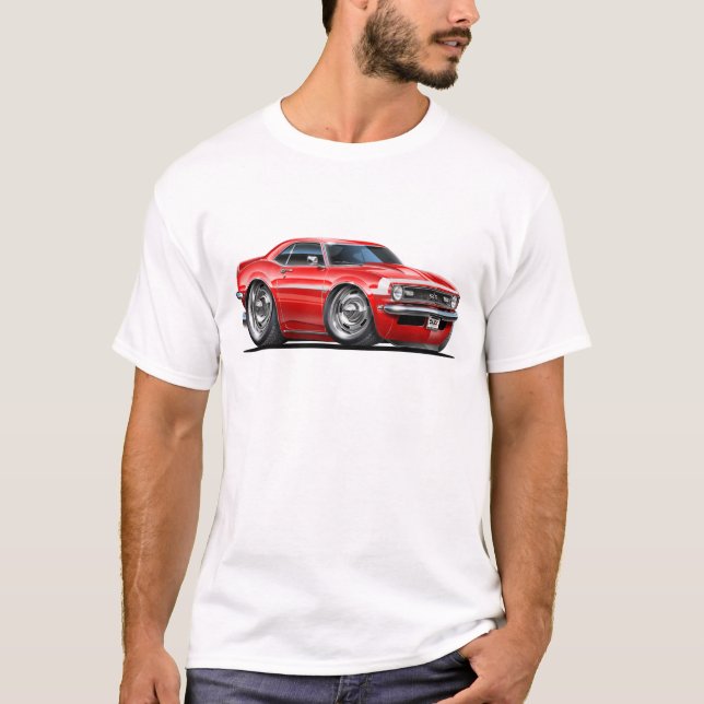 Camiseta Carro 1968 Vermelho-Branco de Camaro (Frente)