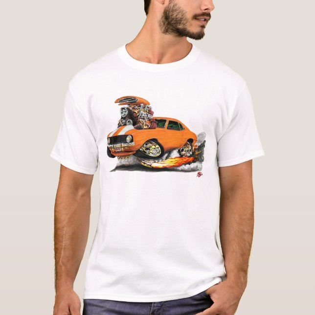 Camiseta Carro 1969 Alaranjado-Branco de Camaro SS (Frente)