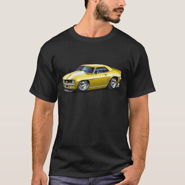Camiseta Carro 1969 Amarelo-Branco de Camaro SS (Frente)