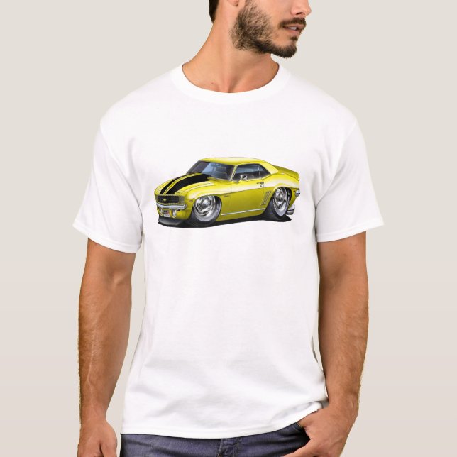 Camiseta Carro 1969 Amarelo-Preto de Camaro (Frente)