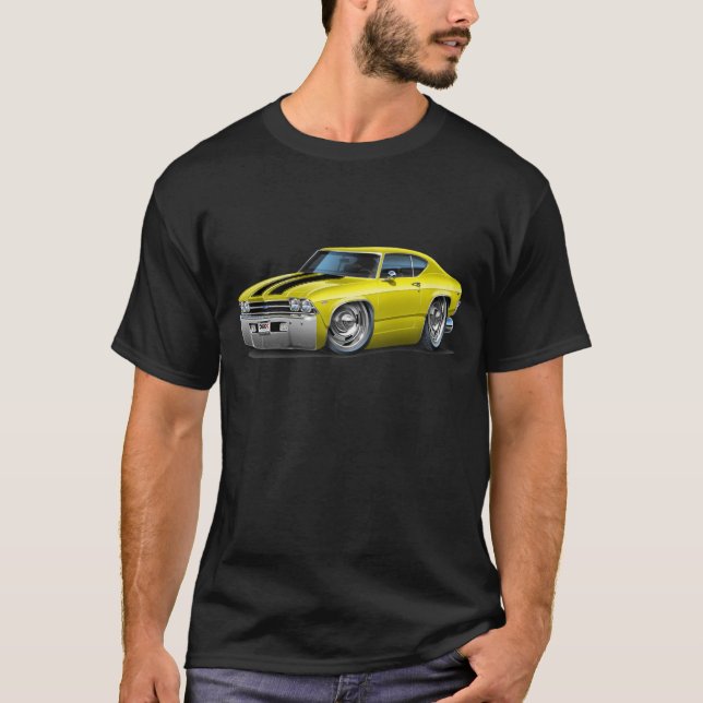 Camiseta Carro 1969 Amarelo-Preto de Chevelle (Frente)