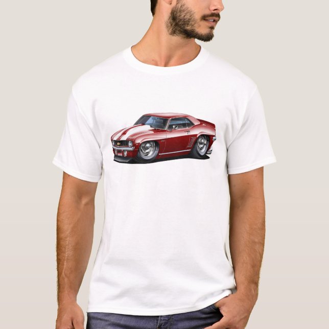 Camiseta Carro 1969 Marrom-Branco de Camaro SS (Frente)