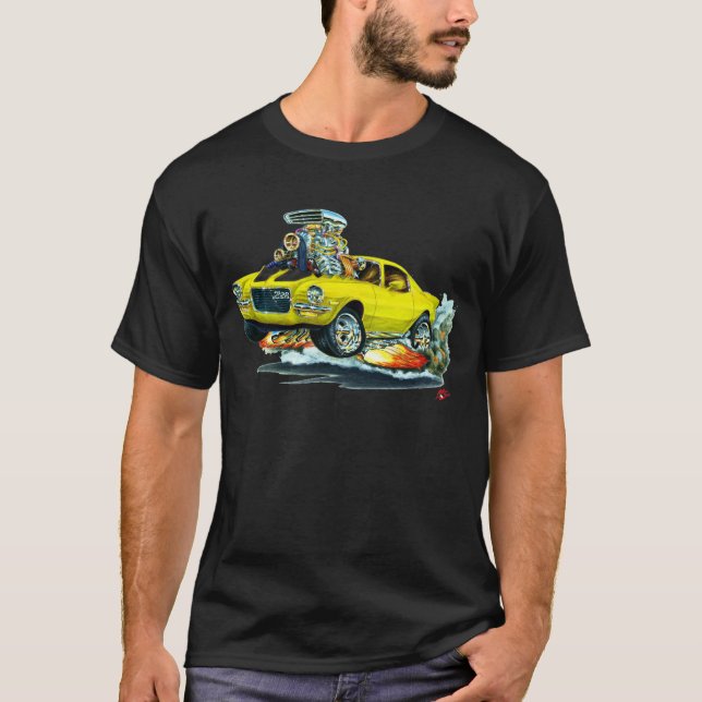 Camiseta Carro 1970-72 Amarelo-Preto de Camaro (Frente)
