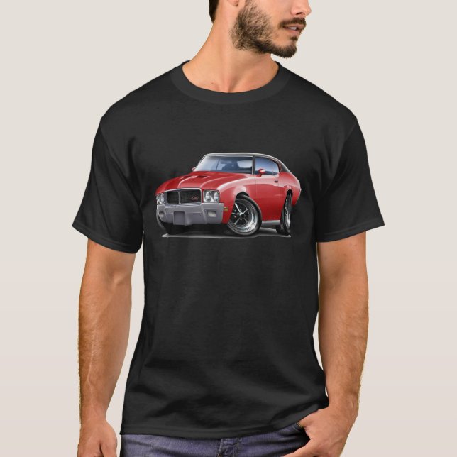 Camiseta Carro 1970-72 superior preto vermelho de Buick GS (Frente)