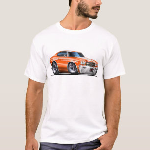 Camiseta Carro 1970 Alaranjado-Branco de Chevelle