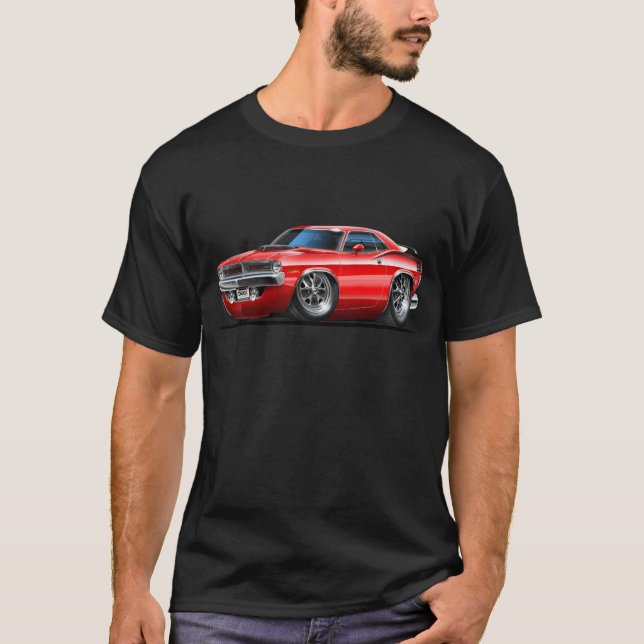 Camiseta Carro 1970 do vermelho de Plymouth Cuda (Frente)